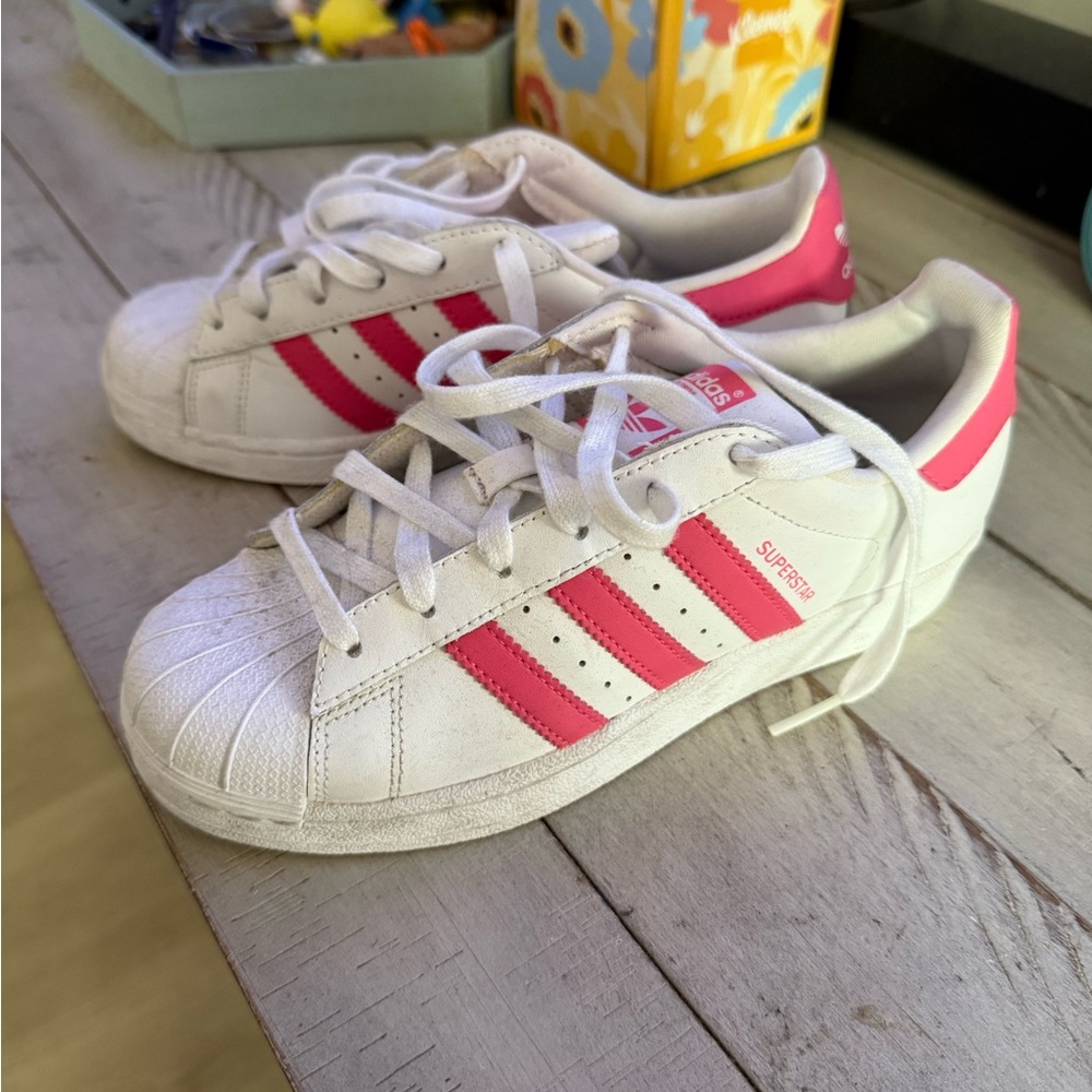 Adidas Kids Sneakers - White and Pink Stripes
